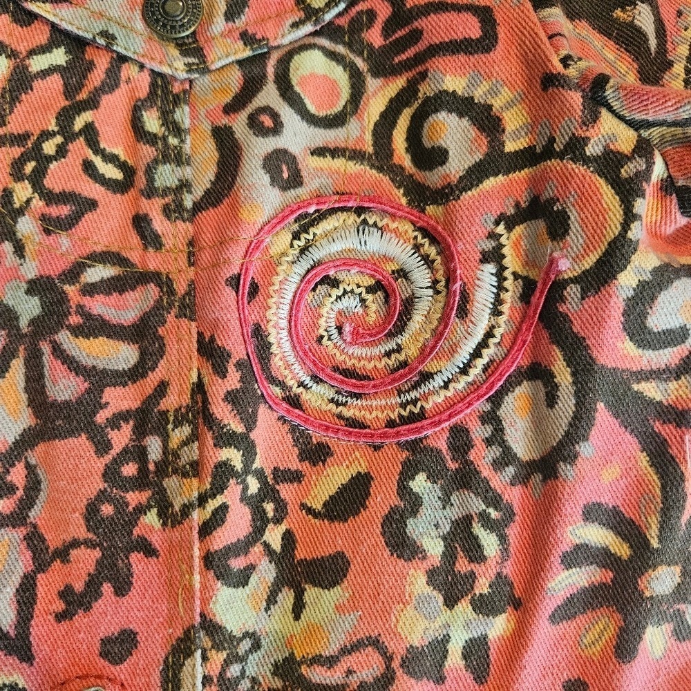 Hearts of Palm Tapestry Jacket Abstract Print Button Down Long Sleeve Blazer - Picture 6 of 12